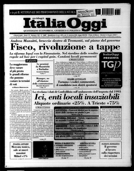 Italia oggi : quotidiano di economia finanza e politica